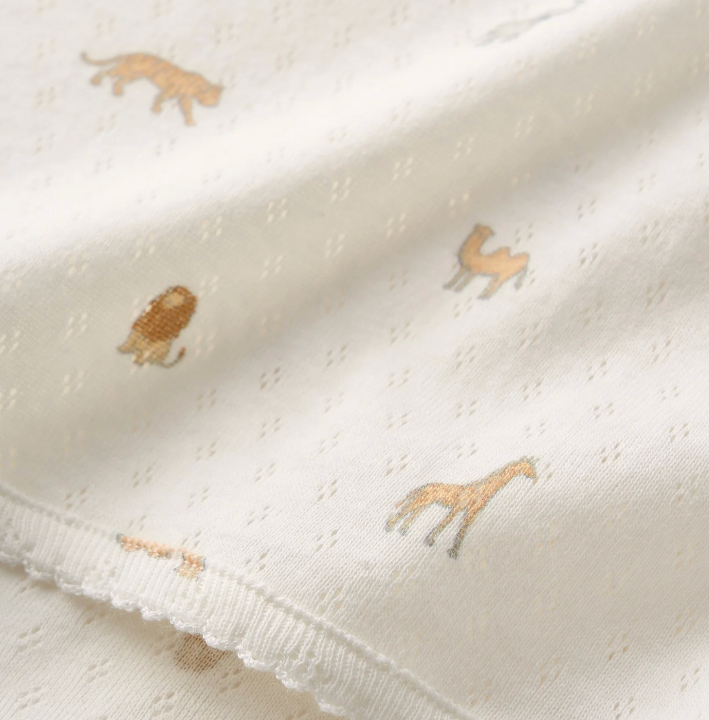 Safari Print Organic Cotton Pointelle Baby Blanket