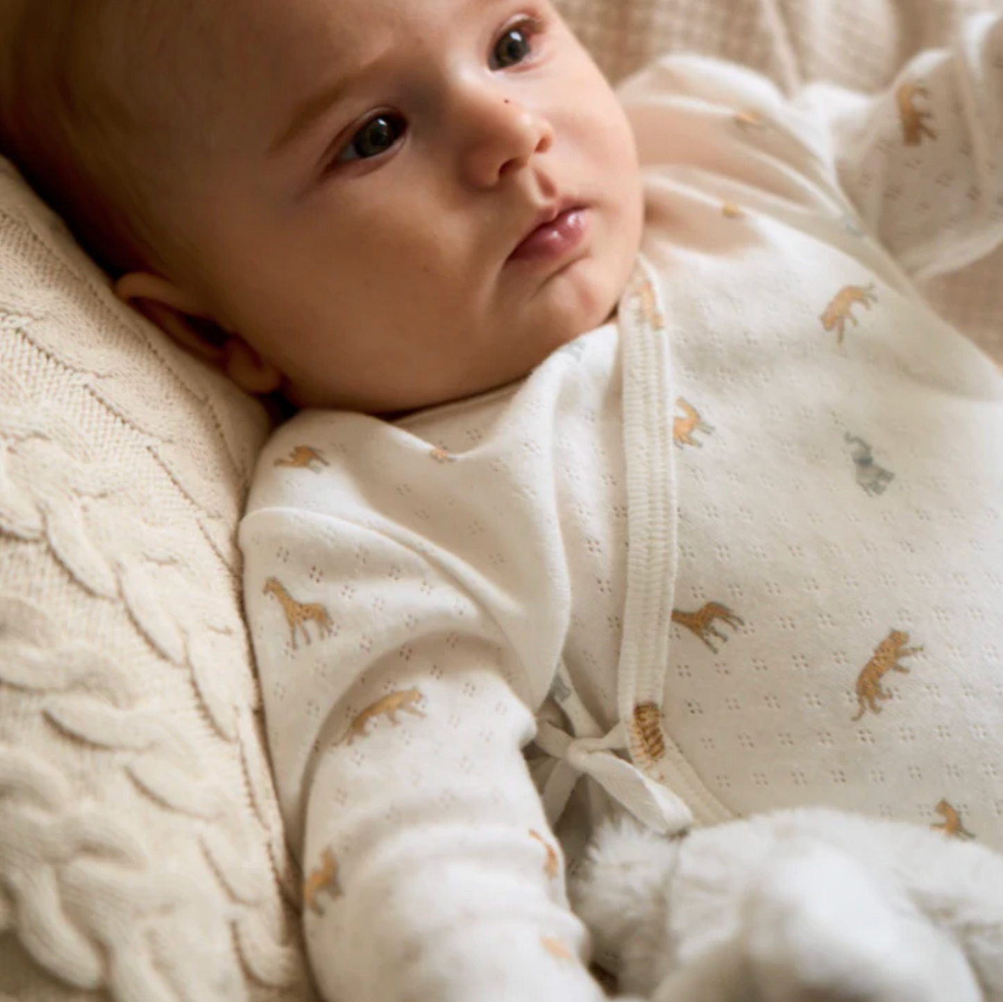 Safari Print Organic Cotton Pointelle Layette 3 Pc Gift Set