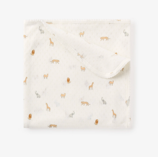 Safari Print Organic Cotton Pointelle Baby Blanket
